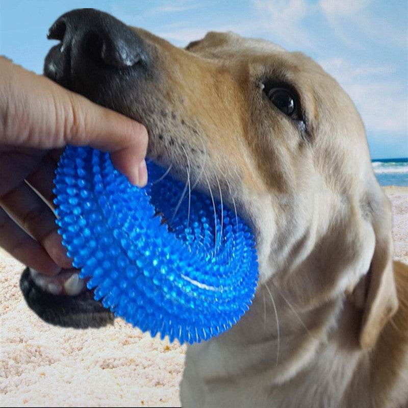 Skylight (alpha) Pet Toy Bite Resistant Sounding Toy Ball Skylight (alpha) Pet Toy Bite Resistant Sounding Toy Ball Product Information: Category Pet Plastic Sounding Doughnut Ball Material Plastic. TPR Size Medium / Small Color Blue, Green, Orange, Purple Other Passed: EN71-1/-2/-3, AMST international environmental protection test