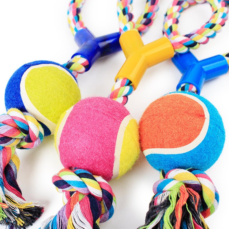 Skylight (alpha) Y- Shaped Style Rope Toy with Tennis Ball Skylight (alpha) Y- Shaped Style Rope Toy with Tennis Ball Product information: Category Pet Rope Toy Product Name Y-Shaped Style Rope Toy with Tennis Ball Company Name Skylight (alpha) (Imports) Material Cotton, tennis ball (wool, nylon and cotton) Weight 0.35Lb (160g) Length 14.9 in (38cm) long Color Received random **Product should be under supervision when in-use