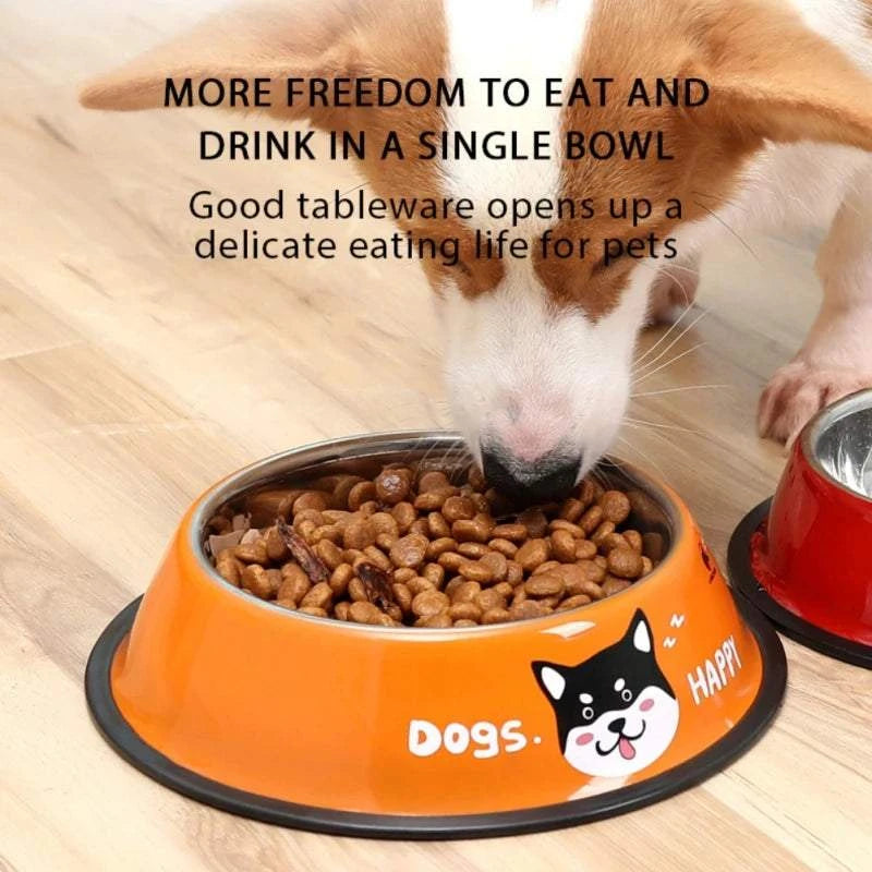 Pet Bowl Stainless Steel Color Decal Non-slip Durable Feeder