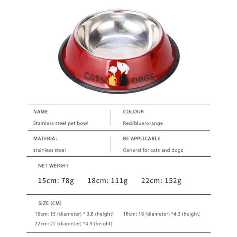 Pet Bowl Stainless Steel Color Decal Non-slip Durable Feeder