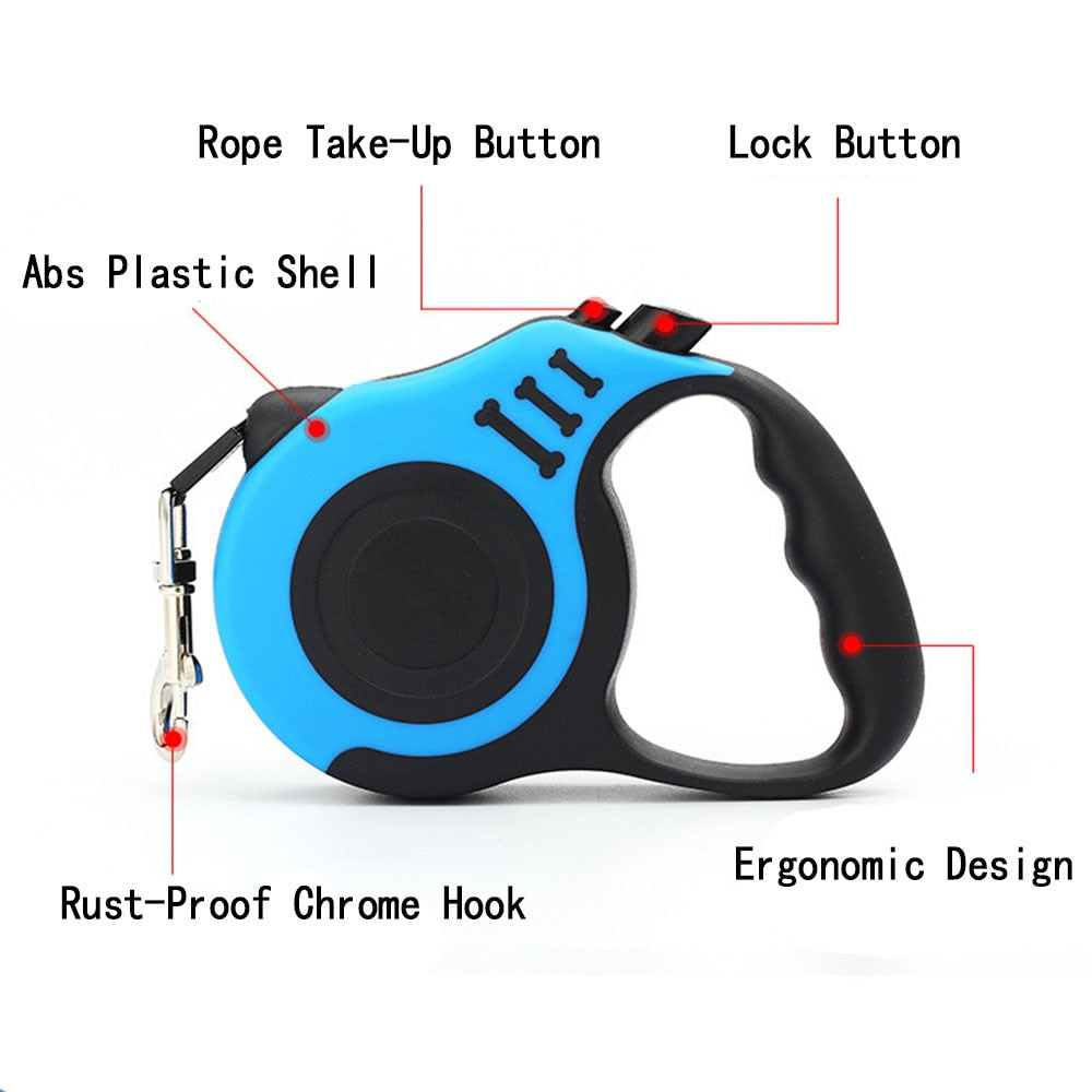 Skylight (charlie) Basic Retractable Dog Leash w/ Bone Pattern