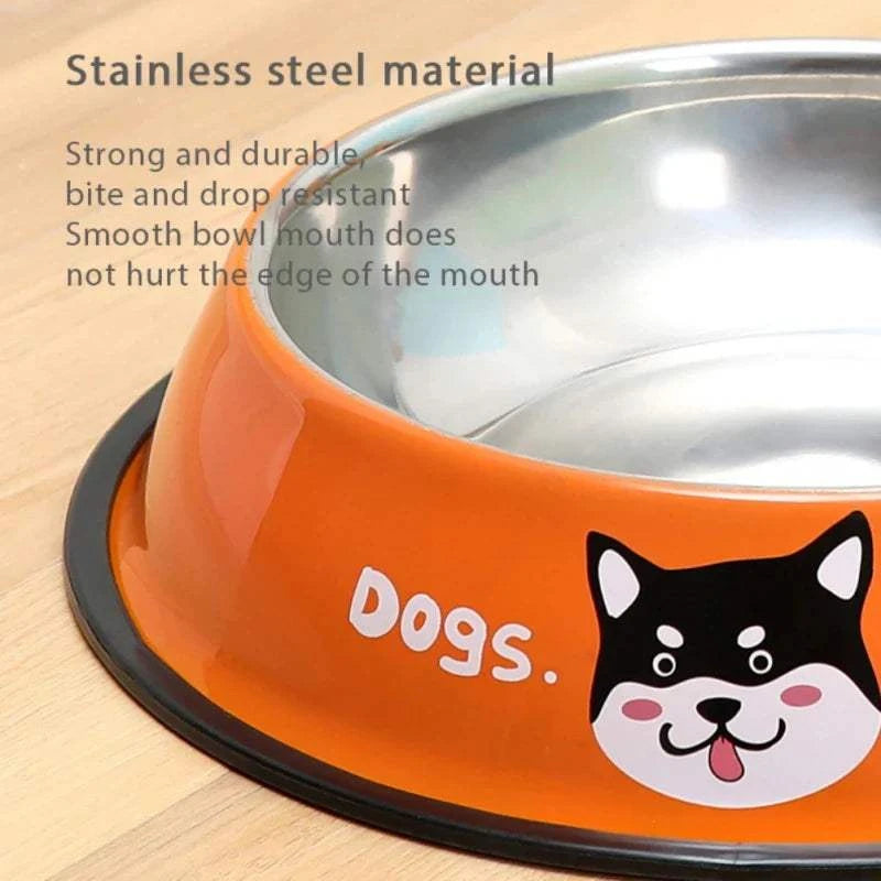 Pet Bowl Stainless Steel Color Decal Non-slip Durable Feeder
