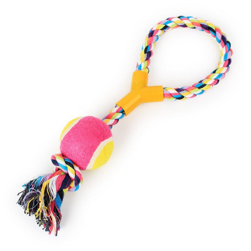 Skylight (alpha) Y- Shaped Style Rope Toy with Tennis Ball Skylight (alpha) Y- Shaped Style Rope Toy with Tennis Ball Product information: Category Pet Rope Toy Product Name Y-Shaped Style Rope Toy with Tennis Ball Company Name Skylight (alpha) (Imports) Material Cotton, tennis ball (wool, nylon and cotton) Weight 0.35Lb (160g) Length 14.9 in (38cm) long Color Received random **Product should be under supervision when in-use
