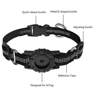 Skylight (alpha) Reflective Heavy-Duty Dog Collar w/ AirTag Holder