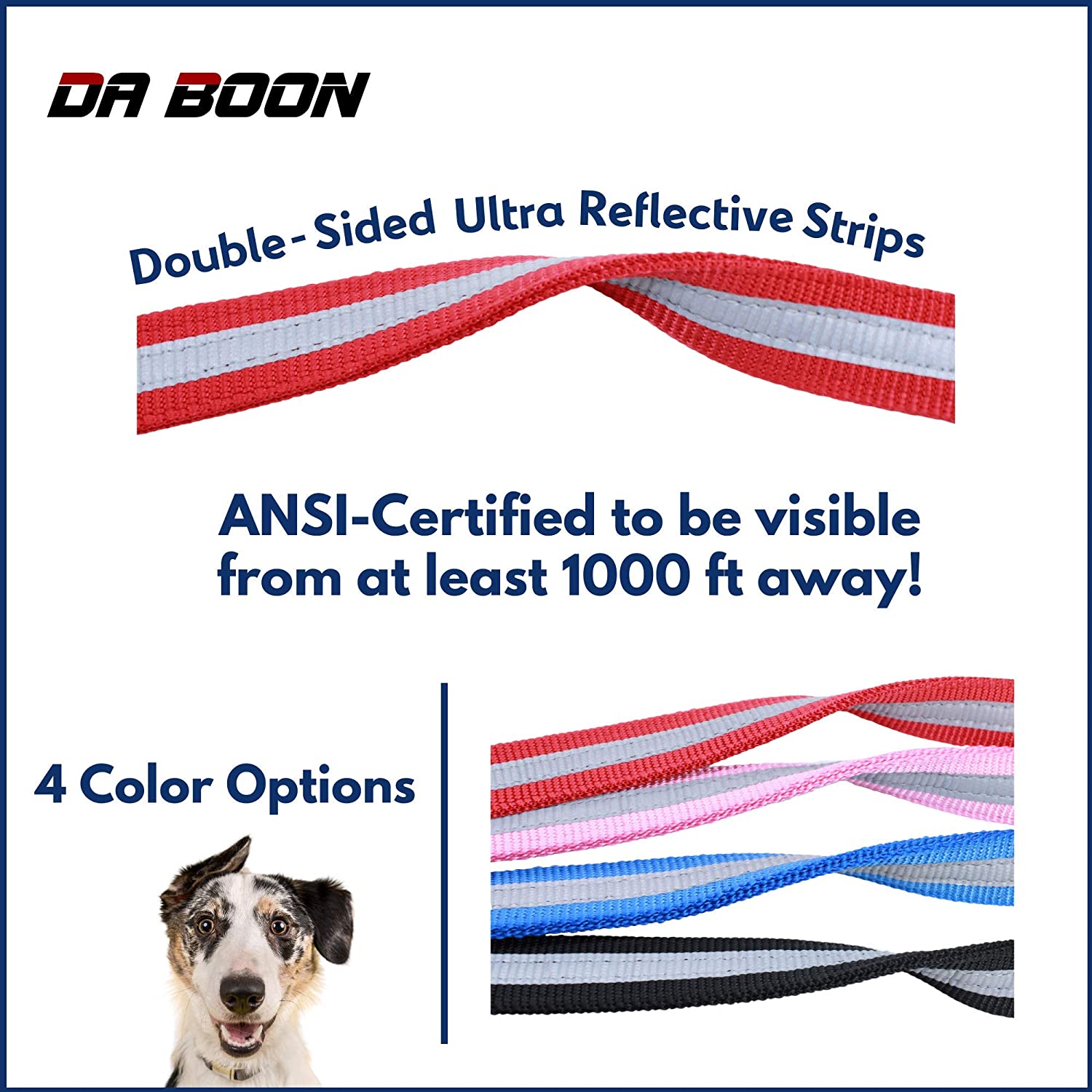 Da Boon Original Ultra Reflective Double-Sided Dog Leash